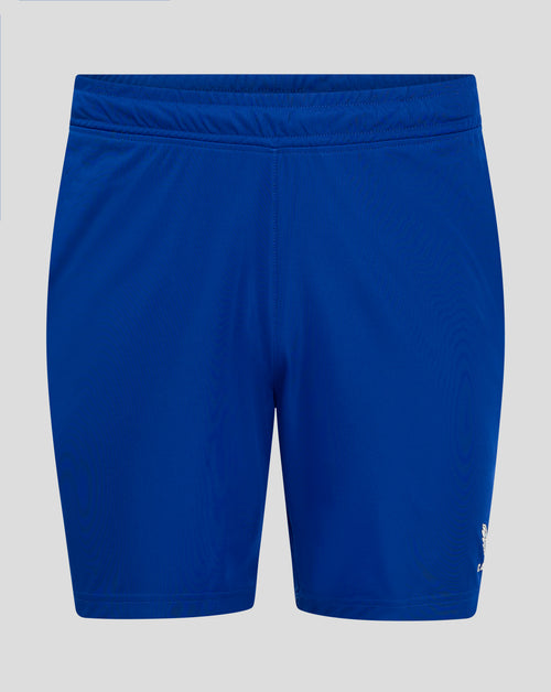 Back view of Surf The Web mens match shorts in blue showing elastic waistband and drawcord channel