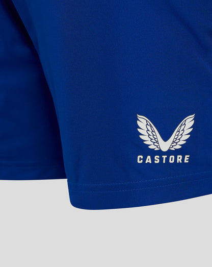 Rear view of Surf The Web shorts in blue with visible central seam and hem detail