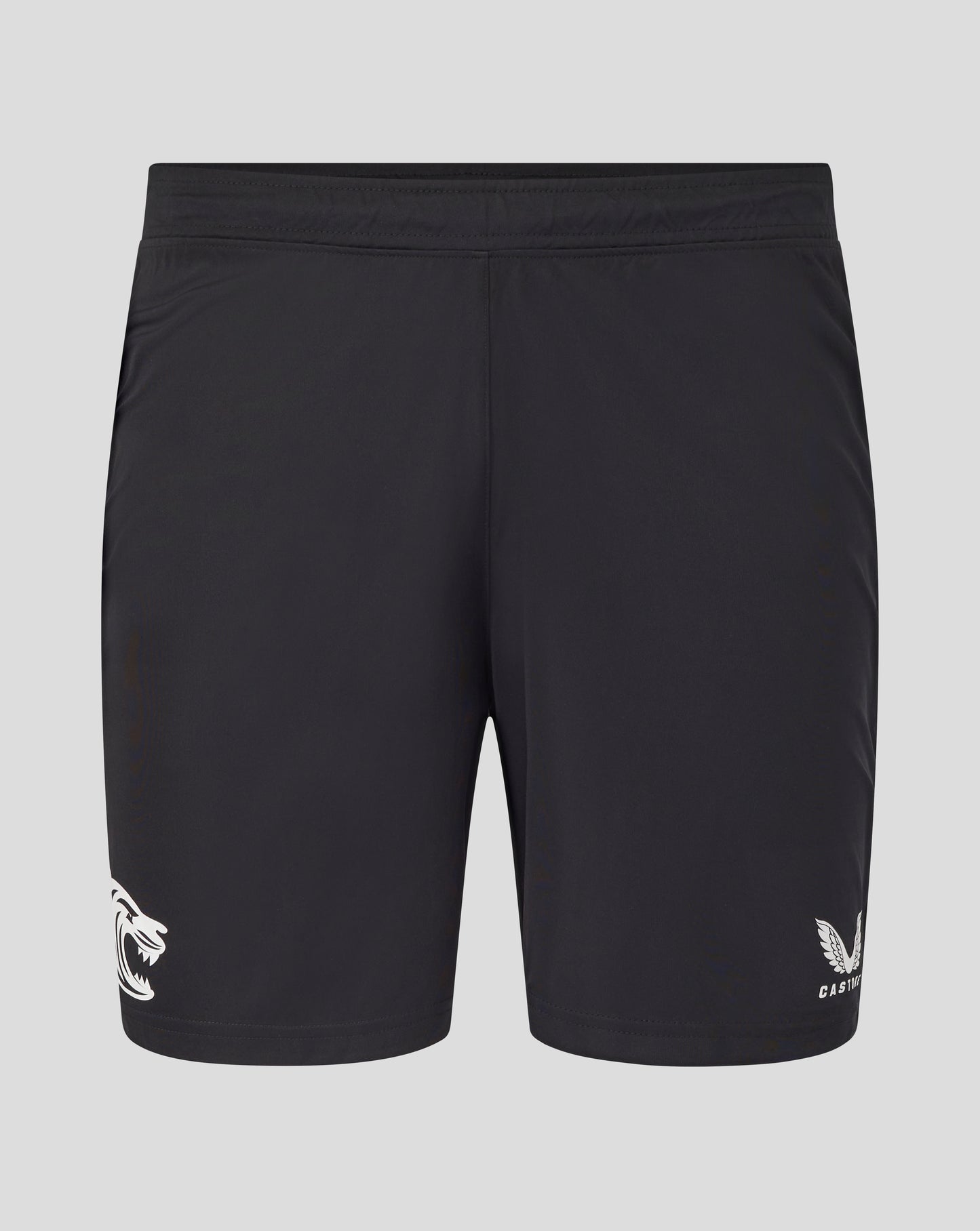 Back view of Leicester Tigers training shorts in Caviar with waistband and central seam