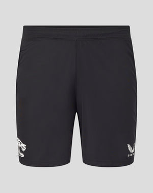 Back view of Leicester Tigers training shorts in Caviar with waistband and central seam
