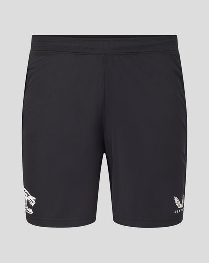 Back view of Leicester Tigers training shorts in Caviar with waistband and central seam