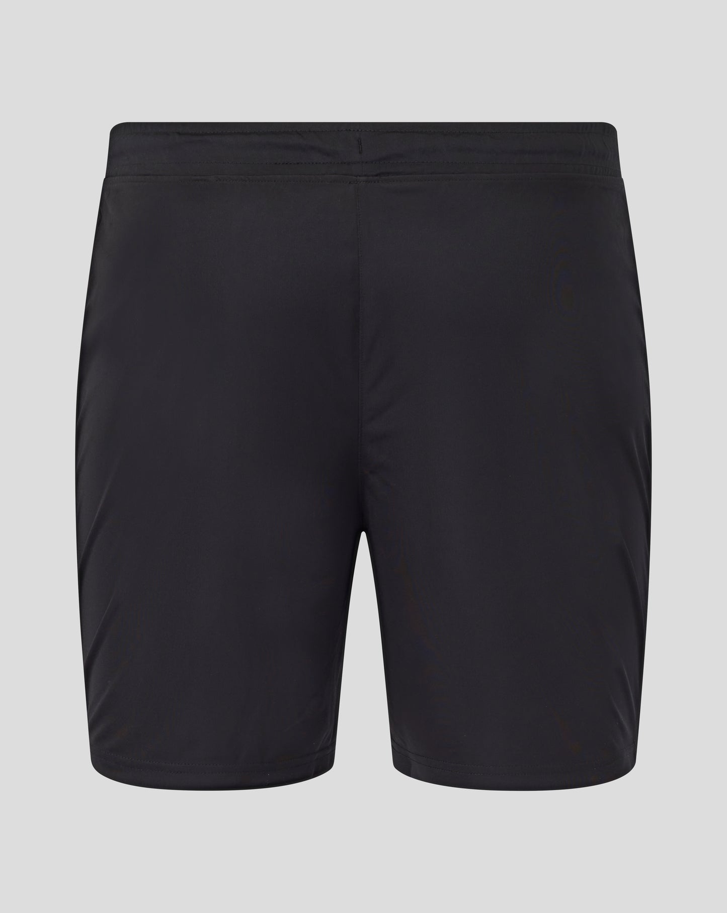 Black Leicester Tigers training shorts with white logos on both leg hems