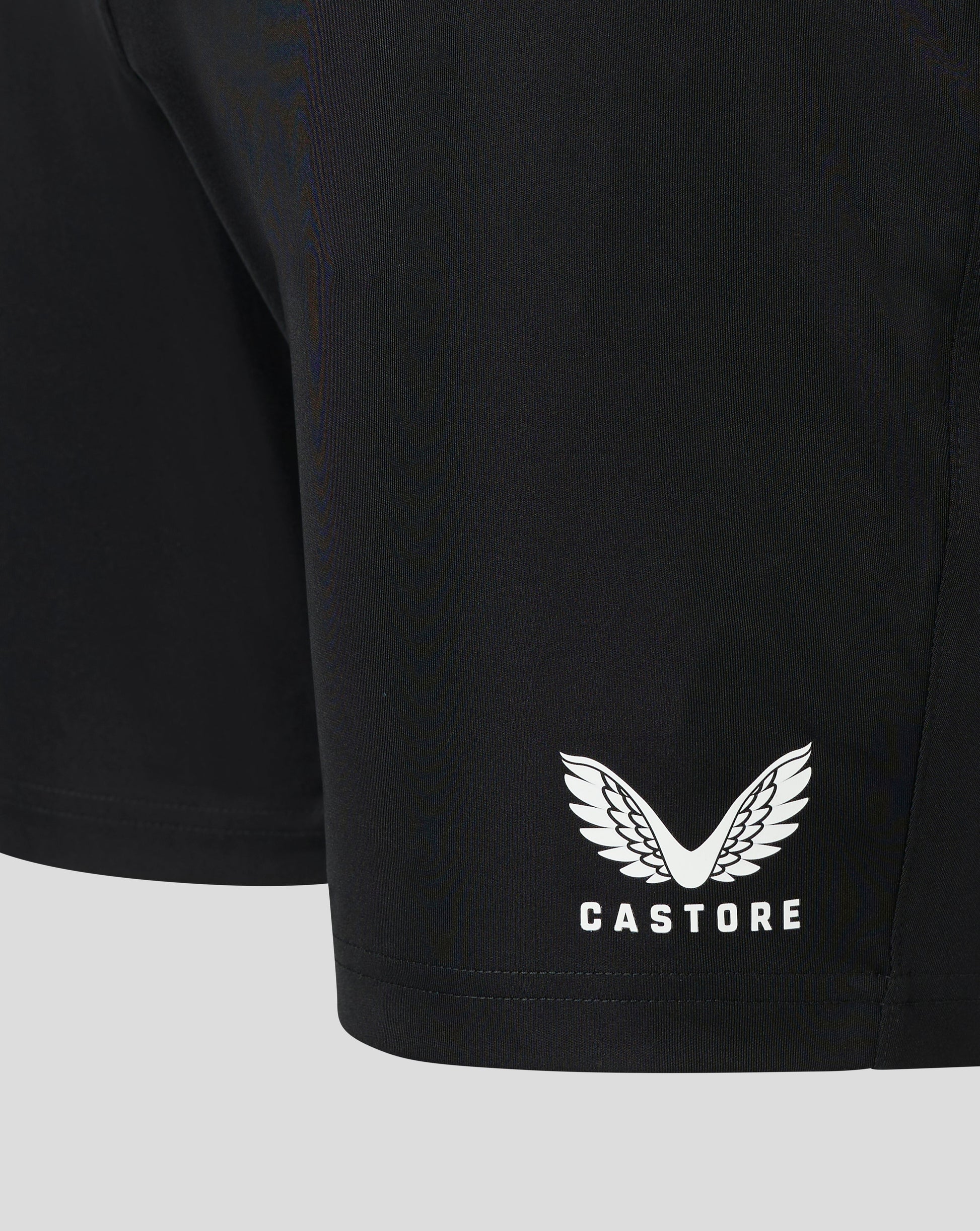 Rear view of black Mens Match Short focusing on waistband stitching and fabric texture