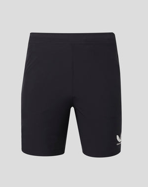 Back view of black Mens Woven Training Short showing waistband seam and center back panel