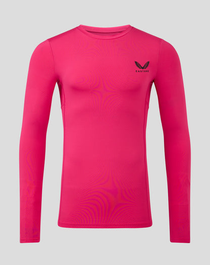 Beetroot Purple base layer long sleeve top with a crew neck and Castore logo on the chest.