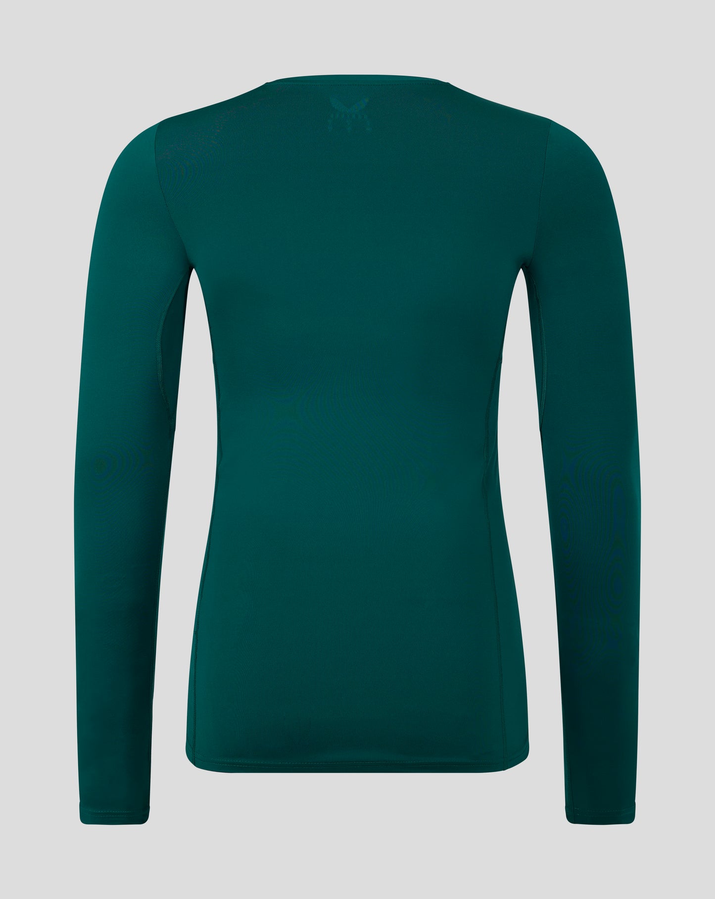 Back view of teal botanical garden Baselayer long sleeve top showing panel detailing and Castore logo at the neckline