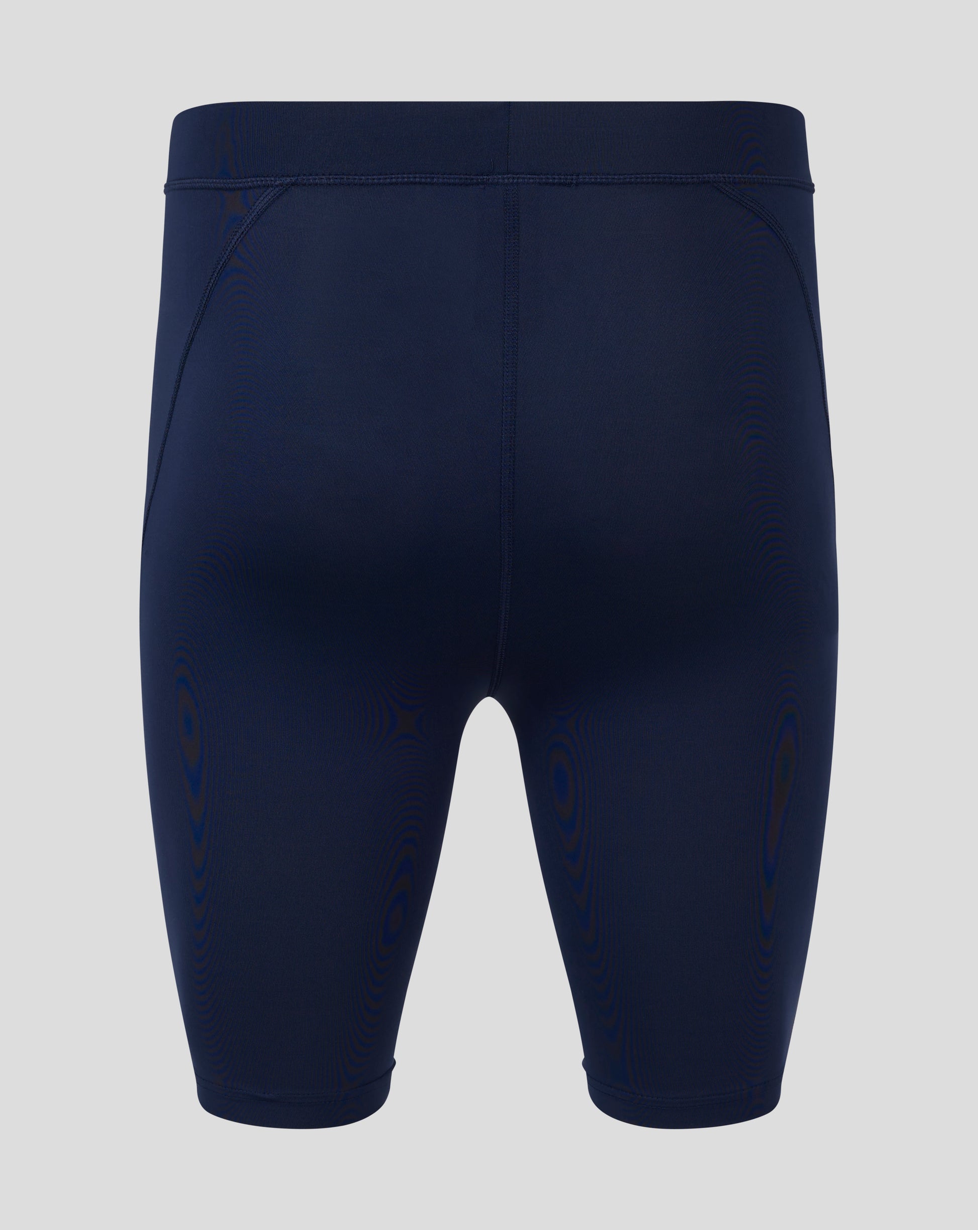 Back view of navy Peacoat Mens Baselayer Legging showing folded waistband and panel seams