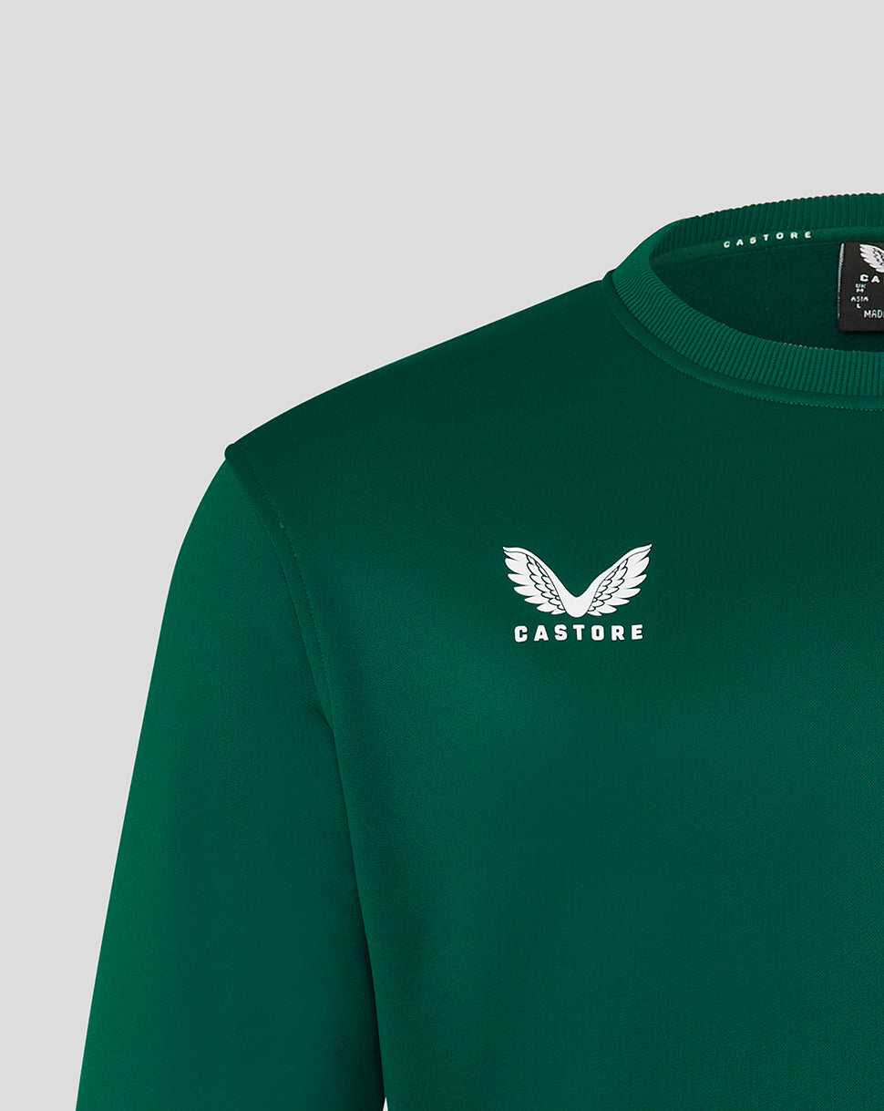 Green Mens Brushback Sweatshirt with white Castore wings logo on the chest