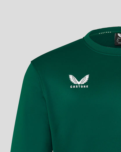 Green Mens Brushback Sweatshirt with white Castore wings logo on the chest
