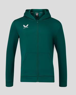 Teal green men's full zip hoodie with Castore logo on the left chest
