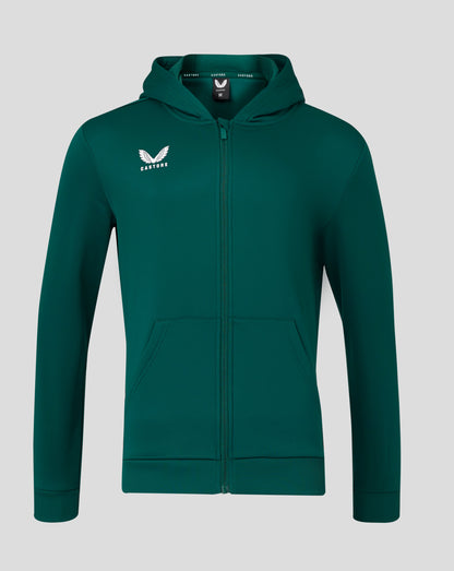 Teal green men's full zip hoodie with Castore logo on the left chest