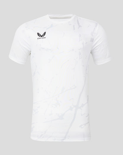 White marble printed training tee with Castore logo on left chest