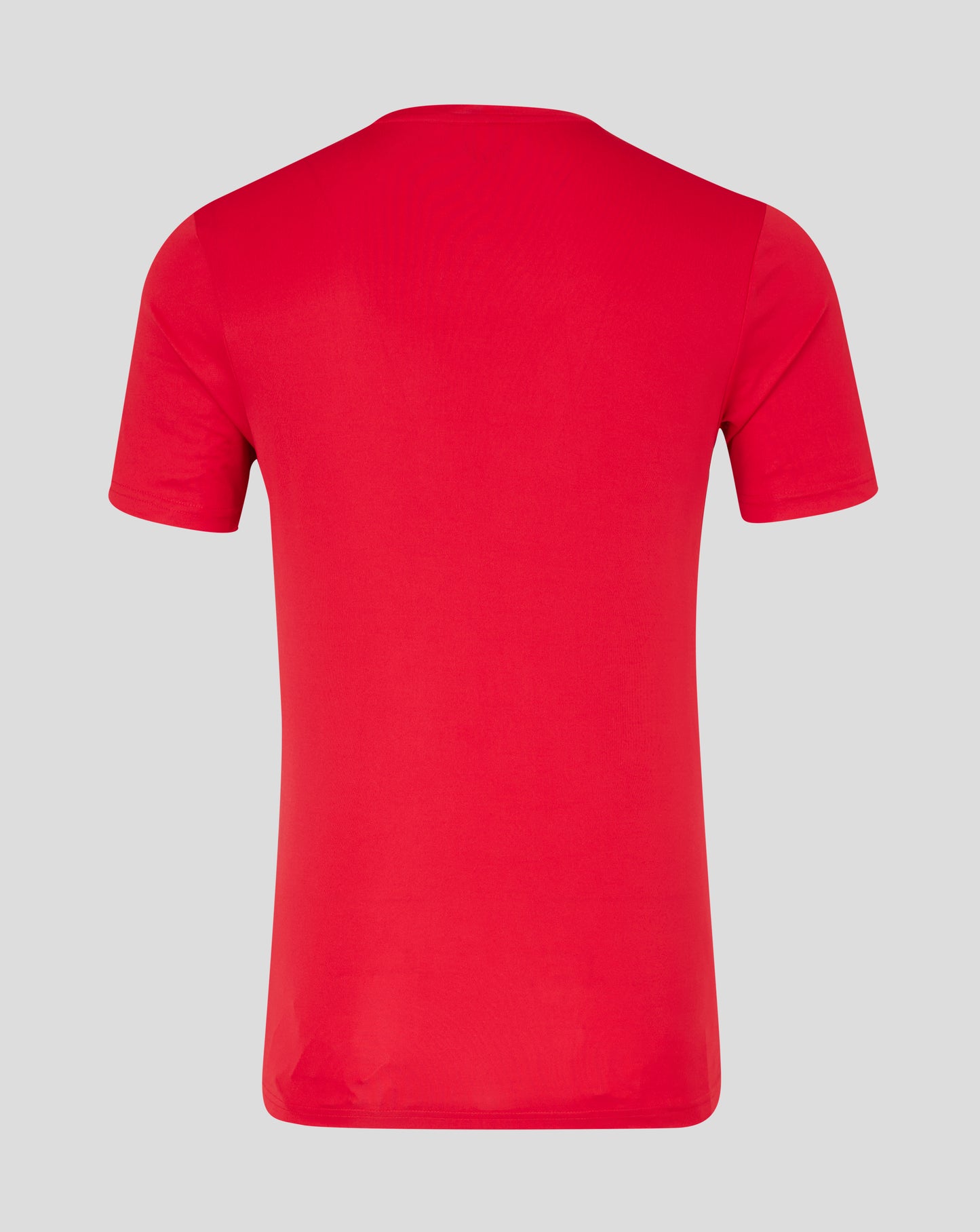 Back view of Mens Marble Performance Tee True Red with short sleeves and curved hem