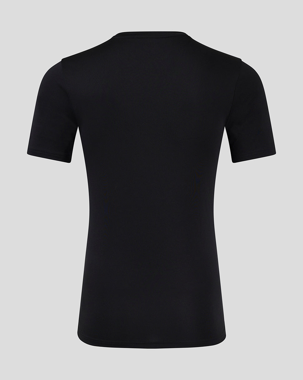 Back view of black men's short sleeve training T shirt
