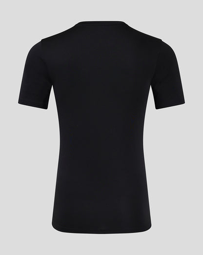 Back view of black men's short sleeve training T shirt