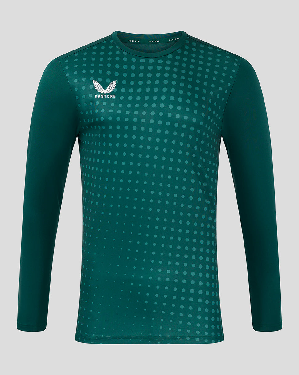 Teal dotted long sleeve training tee with Castore logo on the chest.