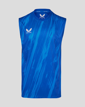 Victoria Blue brushstroke print men's sleeveless singlet with Castore logo