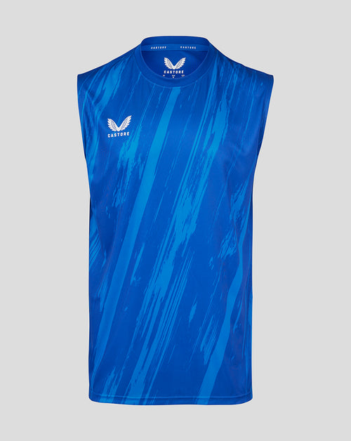 Victoria Blue brushstroke print men's sleeveless singlet with Castore logo