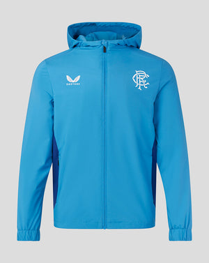 Front view of blue 23/24 Lightweight Training Jacket with club crest on left chest and 32Red across the front