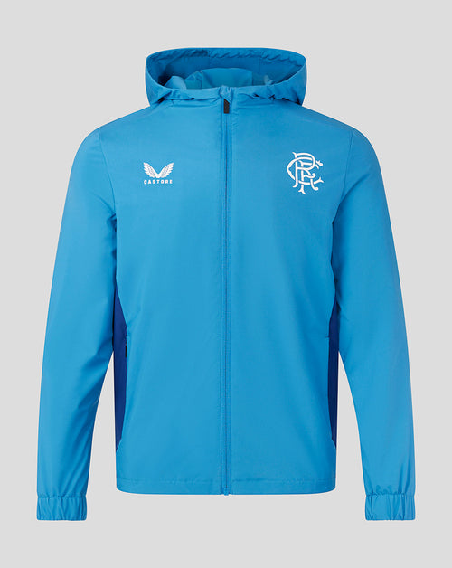 Front view of blue 23/24 Lightweight Training Jacket with club crest on left chest and 32Red across the front