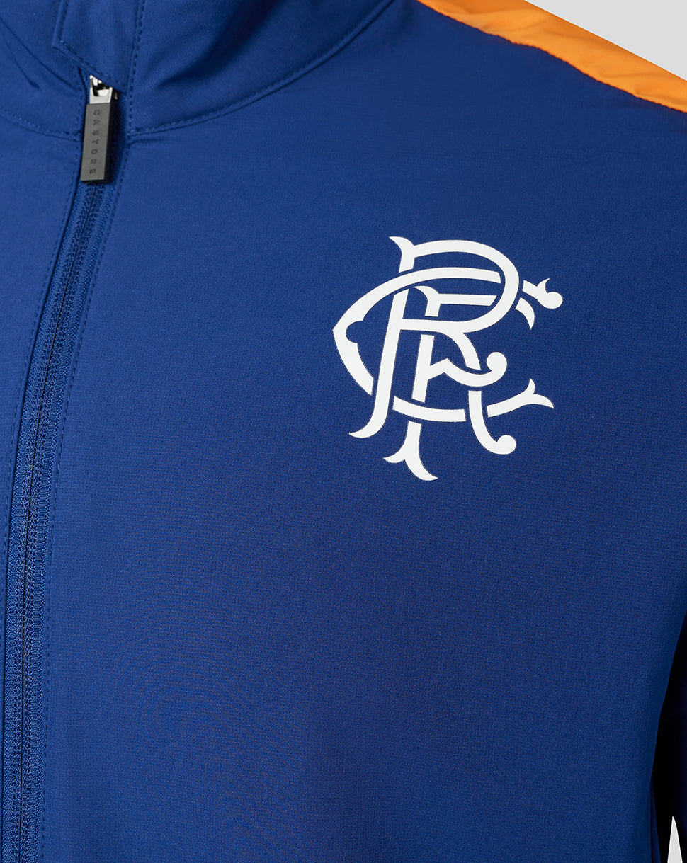 Blue Rangers training jacket with a white crest on the chest and a zipped front