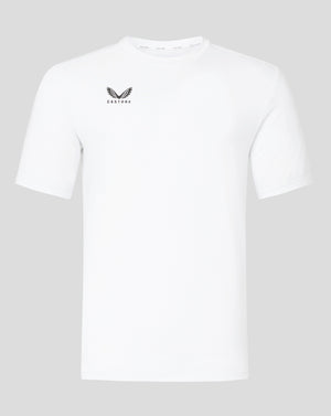 White men's cotton leisure tee with small Castore logo on the left chest.