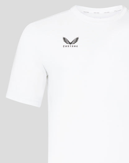 White Castore Men's Cotton Leisure Tee with a centered winged logo on the chest