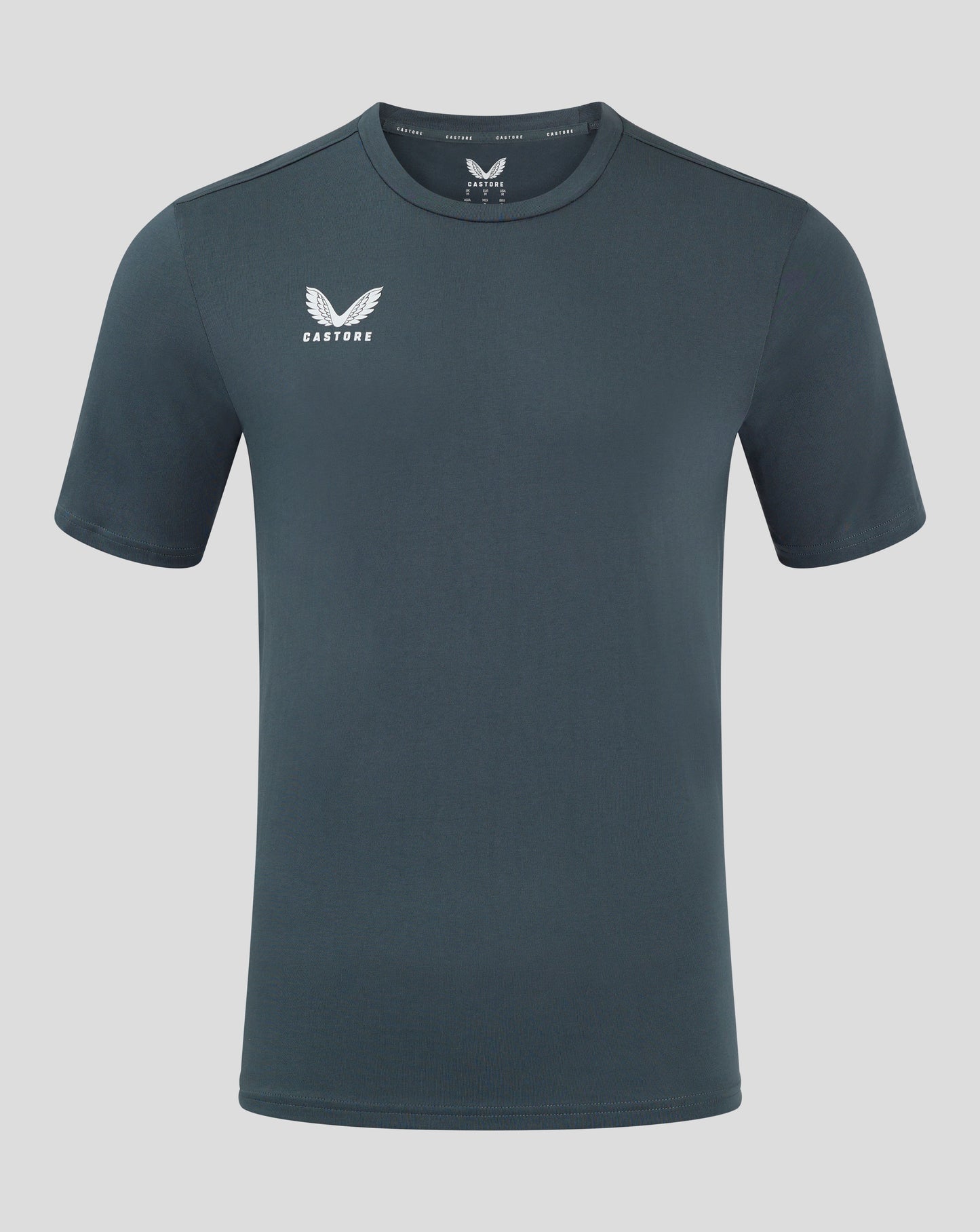 Dark slate cotton leisure tee with white Castore logo on the chest