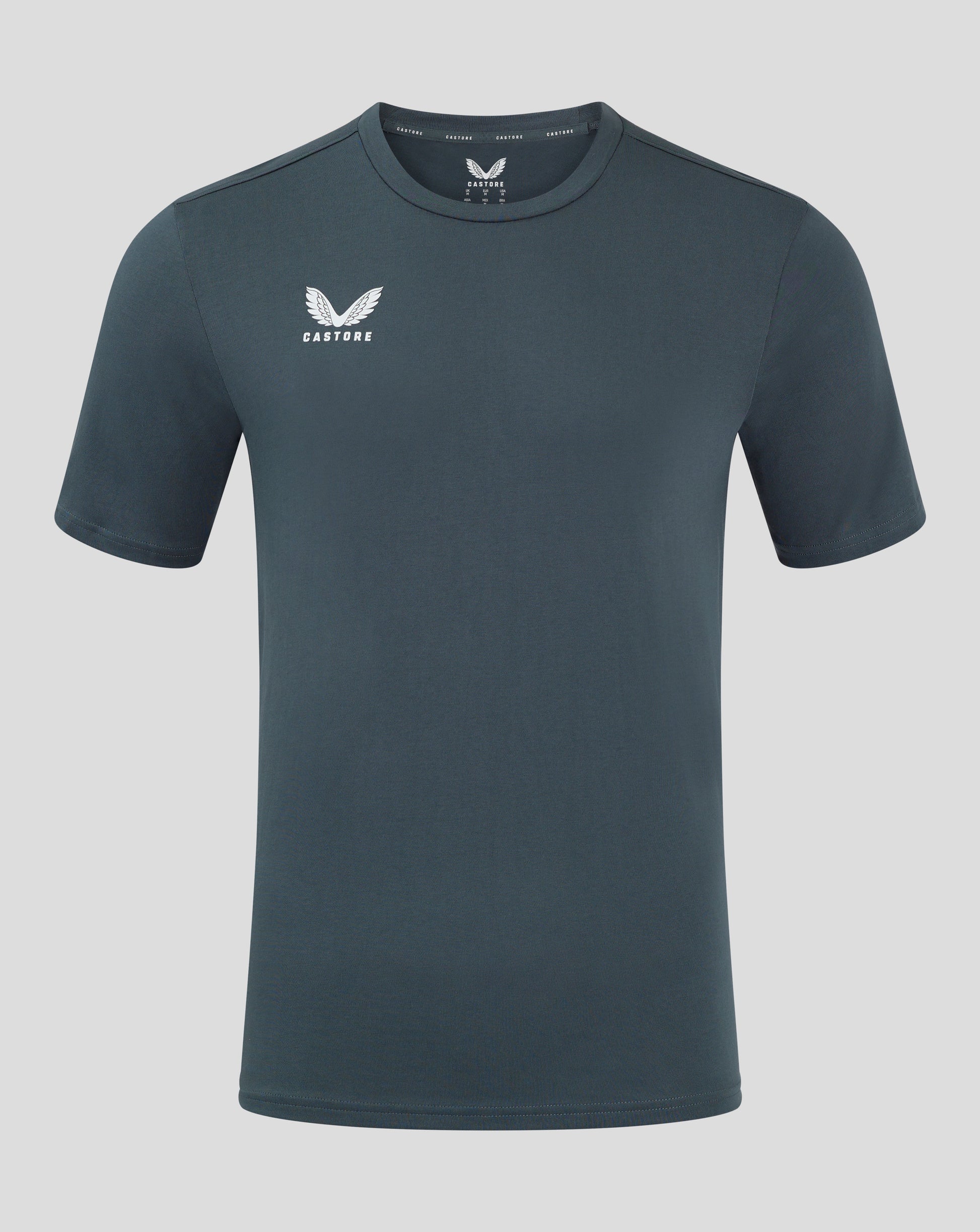 Dark slate cotton leisure tee with white Castore logo on the chest