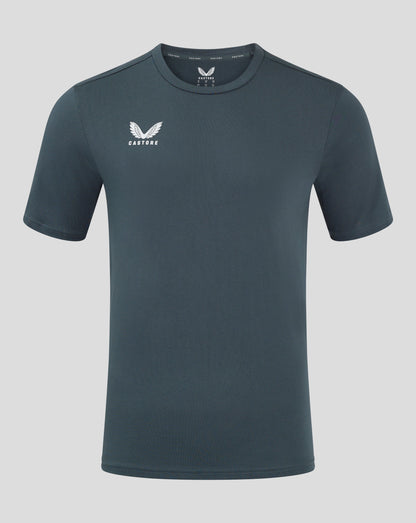 Dark slate cotton leisure tee with white Castore logo on the chest