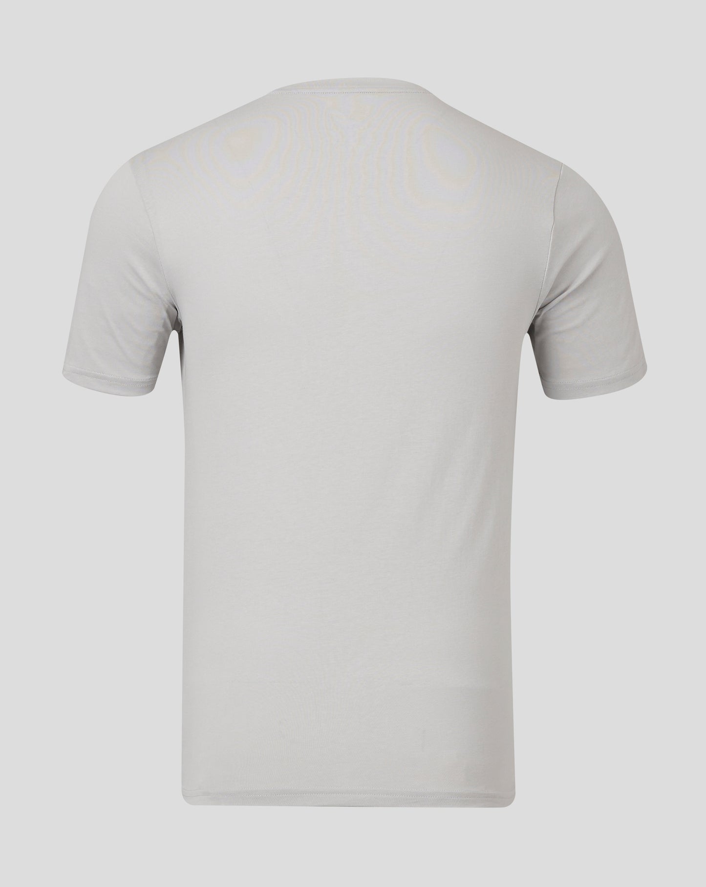 Back view of light gray men's cotton leisure tee with short sleeves