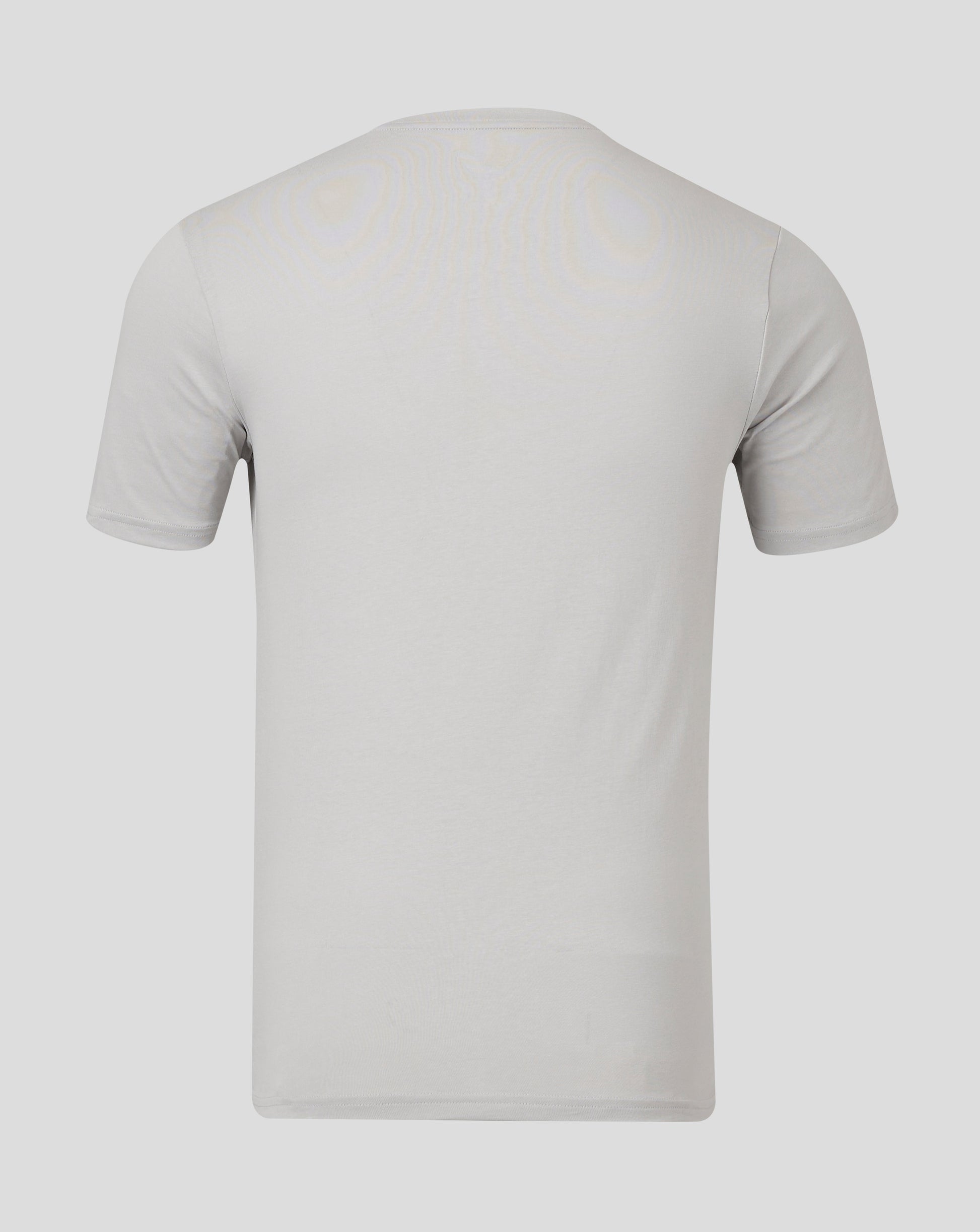 Back view of light gray men's cotton leisure tee with short sleeves