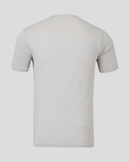 Back view of light gray men's cotton leisure tee with short sleeves