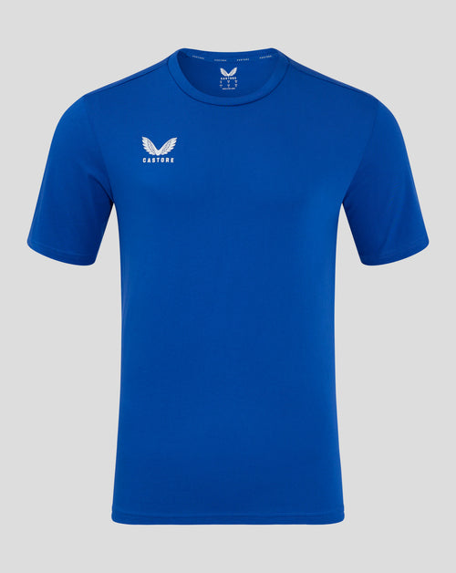Blue Mens Cotton Leisure Tee Surf The Web with a small Castore logo on the chest