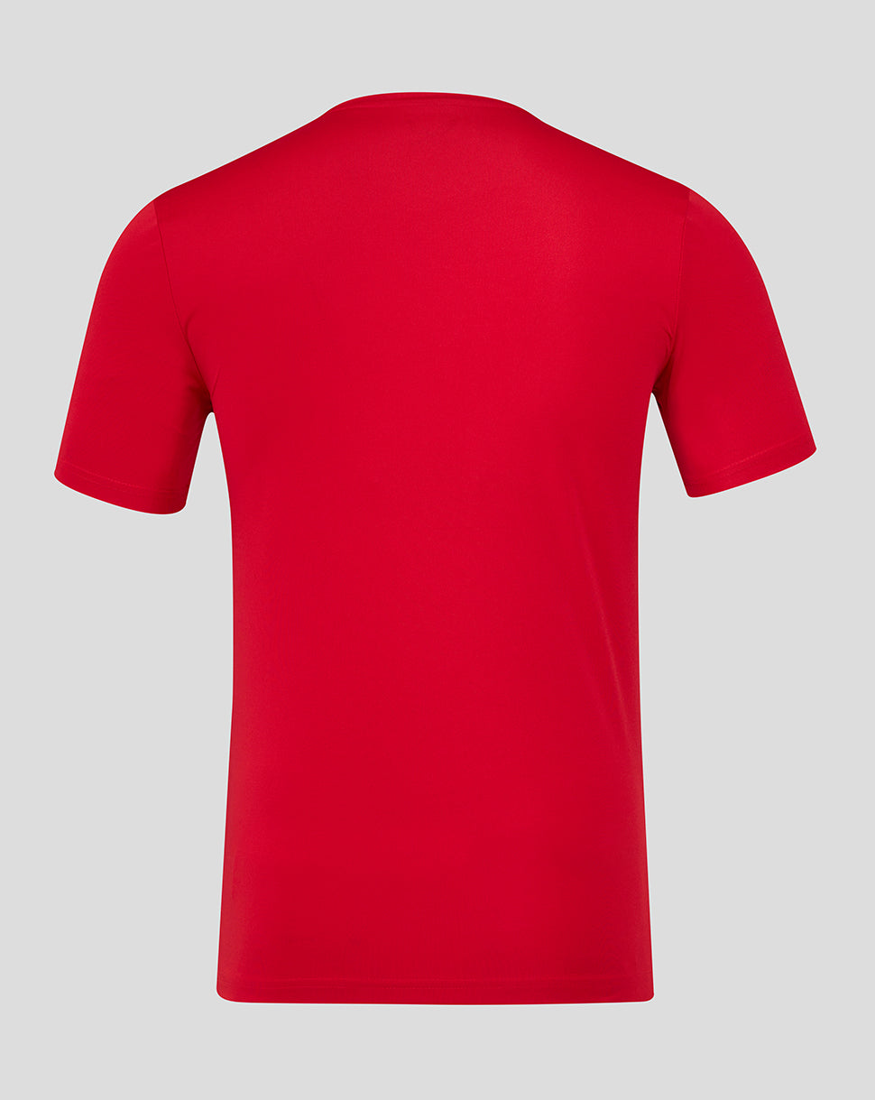 Back view of Barbados Cherry red short sleeve training tee with a smooth plain back.
