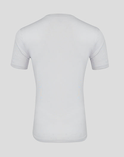 Back view of white ULSter training tee showing lightweight fabric and clean minimalist design