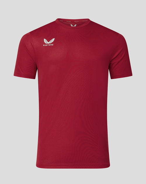 Red Biking Red training T shirt for men with a small white Castore logo on the chest
