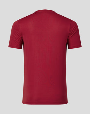 Back view of men's red biking short sleeve training t shirt