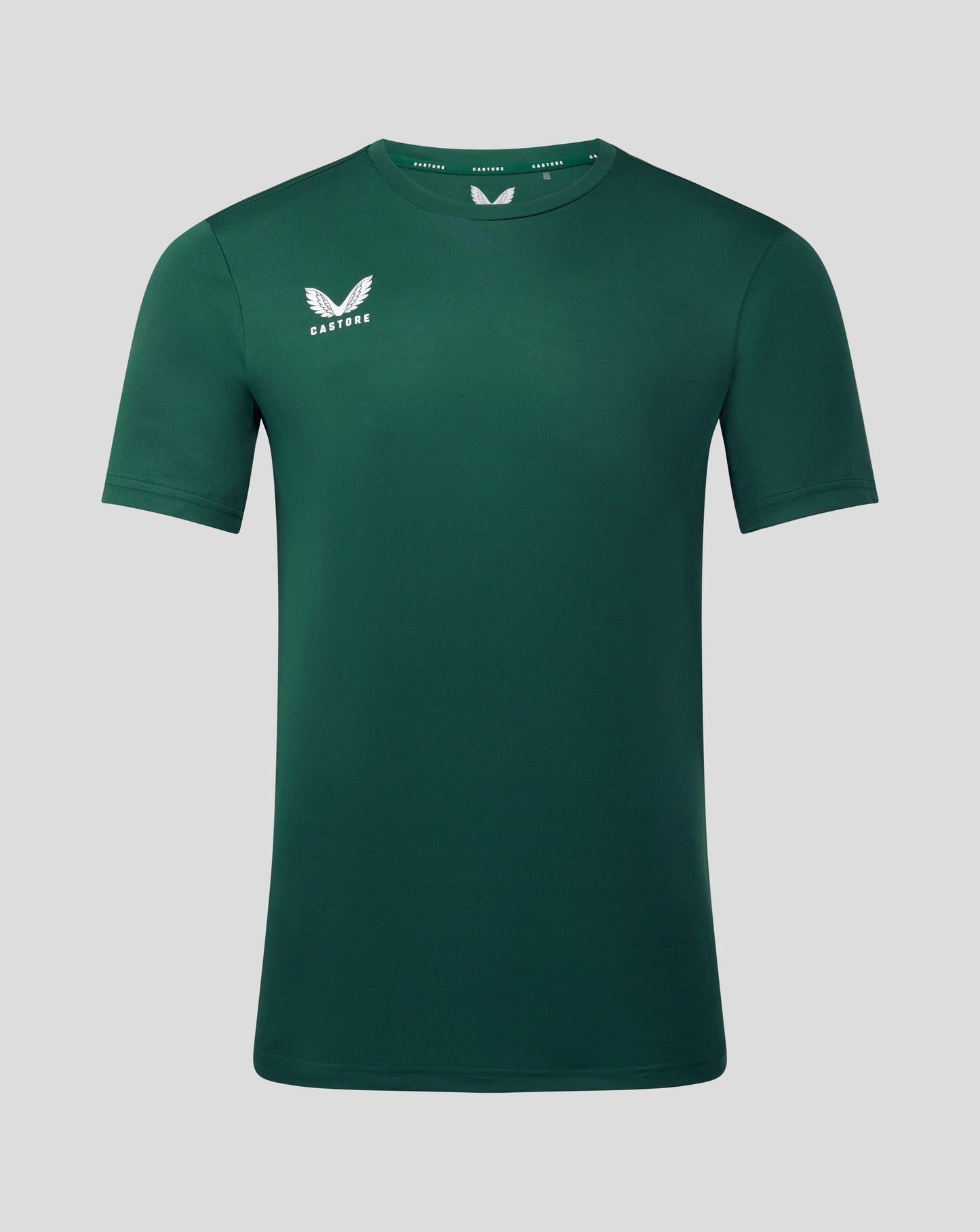 Forest green Men's Performance Tee with white Castore logo on left chest