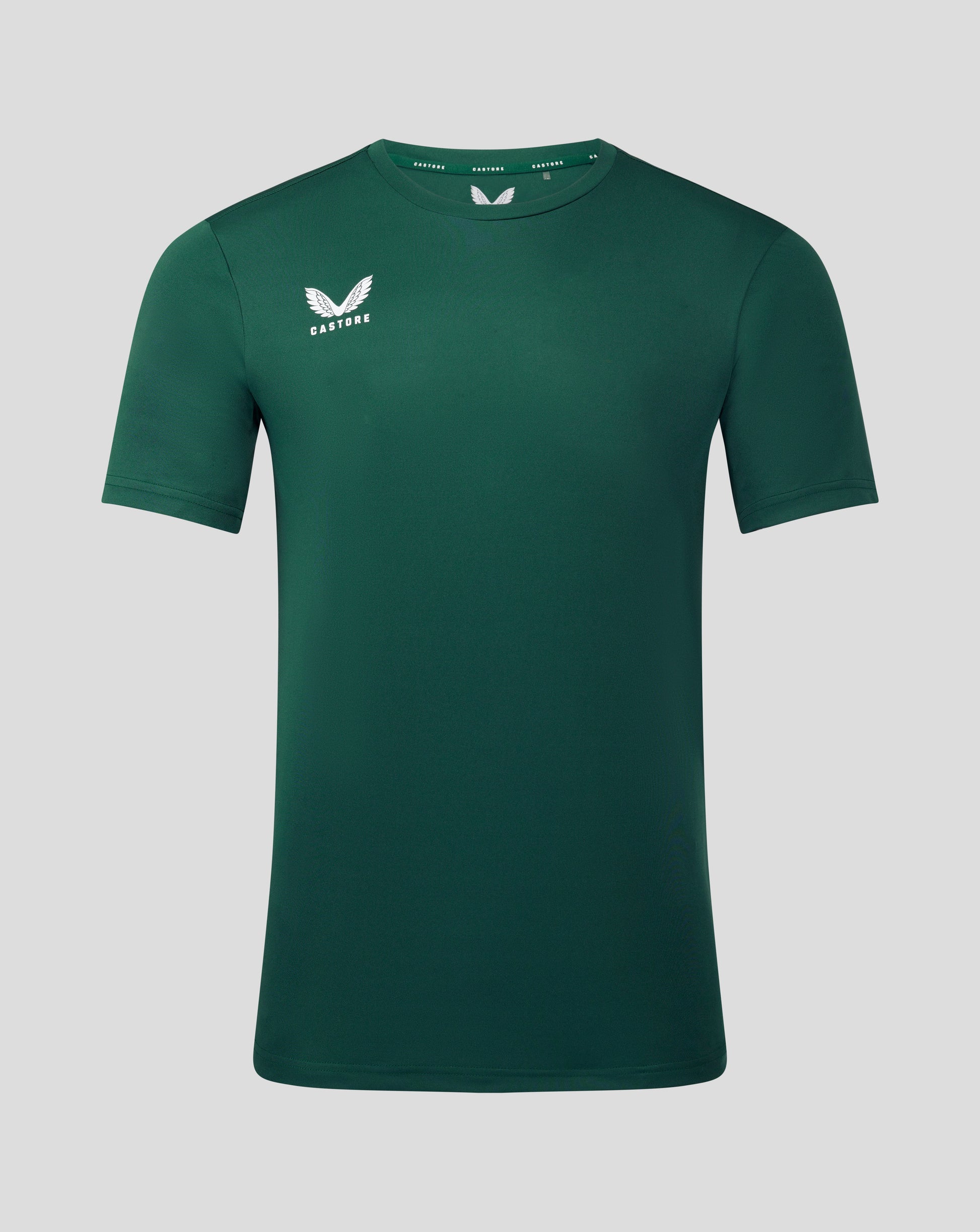 Forest green Men's Performance Tee with white Castore logo on left chest