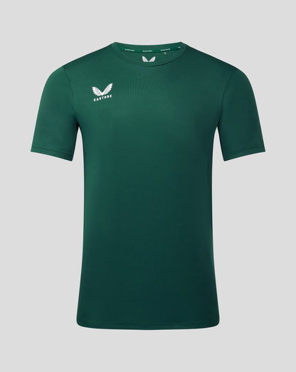 Forest green Men's Performance Tee with white Castore logo on left chest