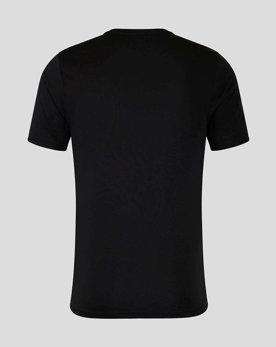 Back view of black Ulster training tee with no visible front logos