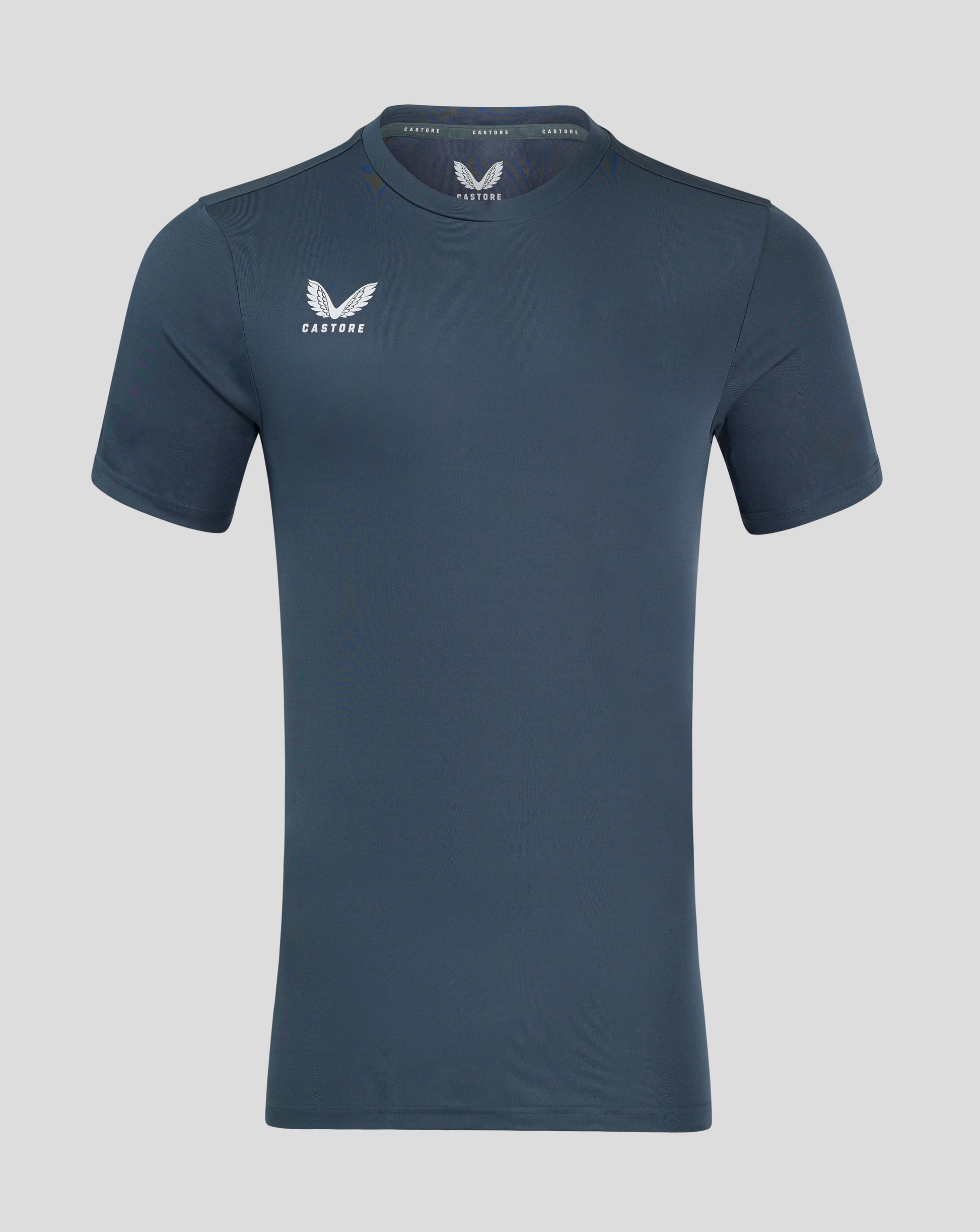 Crew neck dark slate Castore performance T shirt with chest logo