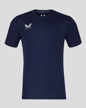 Men's navy performance tee with crew neck and Castore logo on the chest