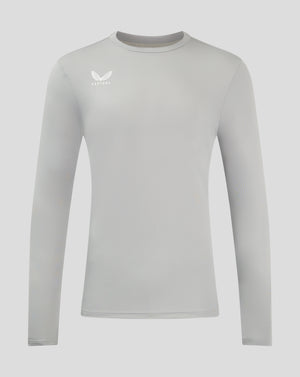 Light gray long sleeve performance tee with crew neck and Castore logo on the chest