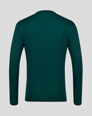 Back view of Botanical Garden teal long sleeve performance tee