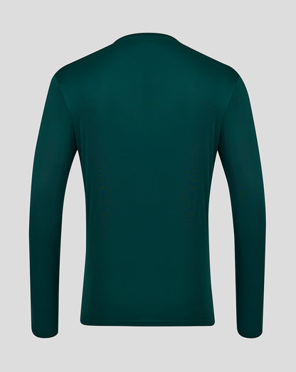 Back view of Botanical Garden teal long sleeve performance tee