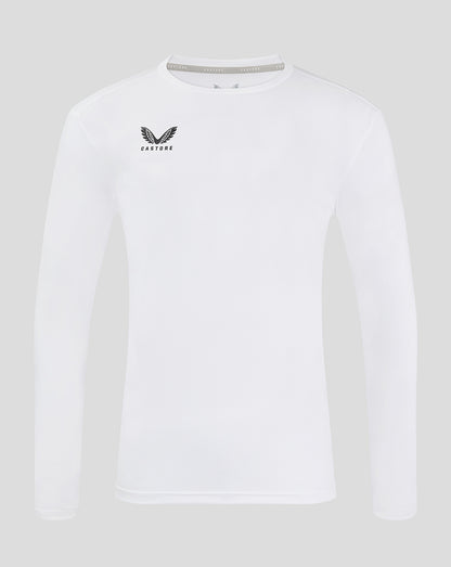 White long sleeve training T-shirt with black Castore logo on the chest