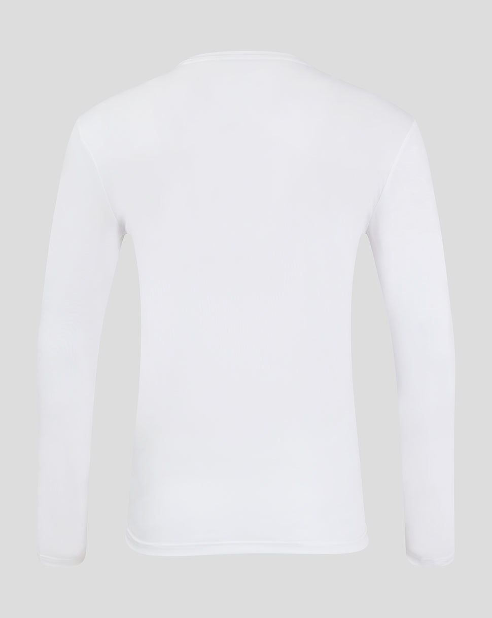 Back view of plain white long sleeve training t shirt