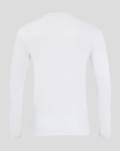 Back view of plain white long sleeve training t shirt